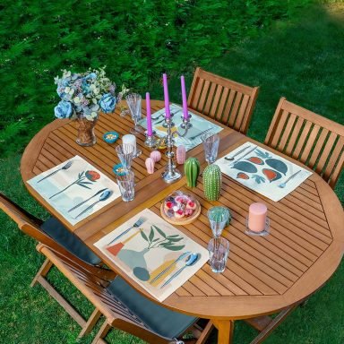 4'lü Özel Tasarım Dijital Baskılı  Amerikan Servis Seti