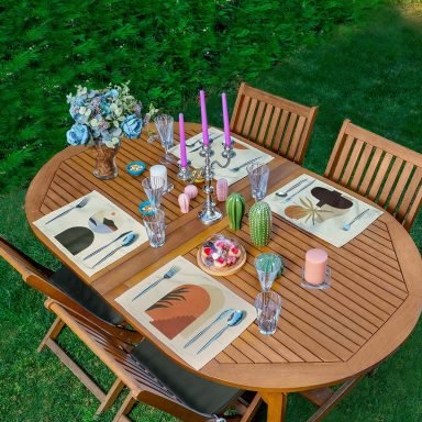 4'lü Etnik Özel Tasarım Amerikan Servis Seti