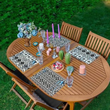 4'lü Özel Tasarım İskandinav Motifli Amerikan Servis Seti