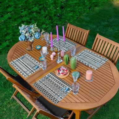 4'lü Özel Tasarım İskandinav Çizimli Amerikan Servis Seti