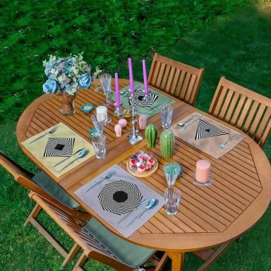 4'lü Hipnoz Sarmal Tasarımlı Amerikan Servis Seti