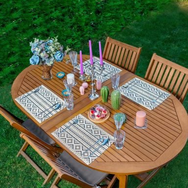 4'lü Özel Tasarım İskandinav Çizimli Amerikan Servis Seti