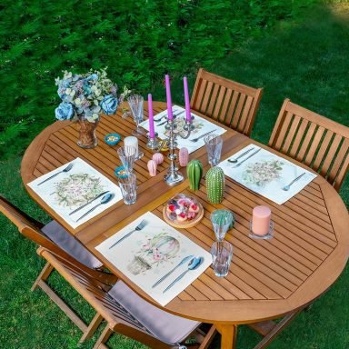 4'lü Çiçek Demetleri Özel Tasarım Amerikan Servis Seti