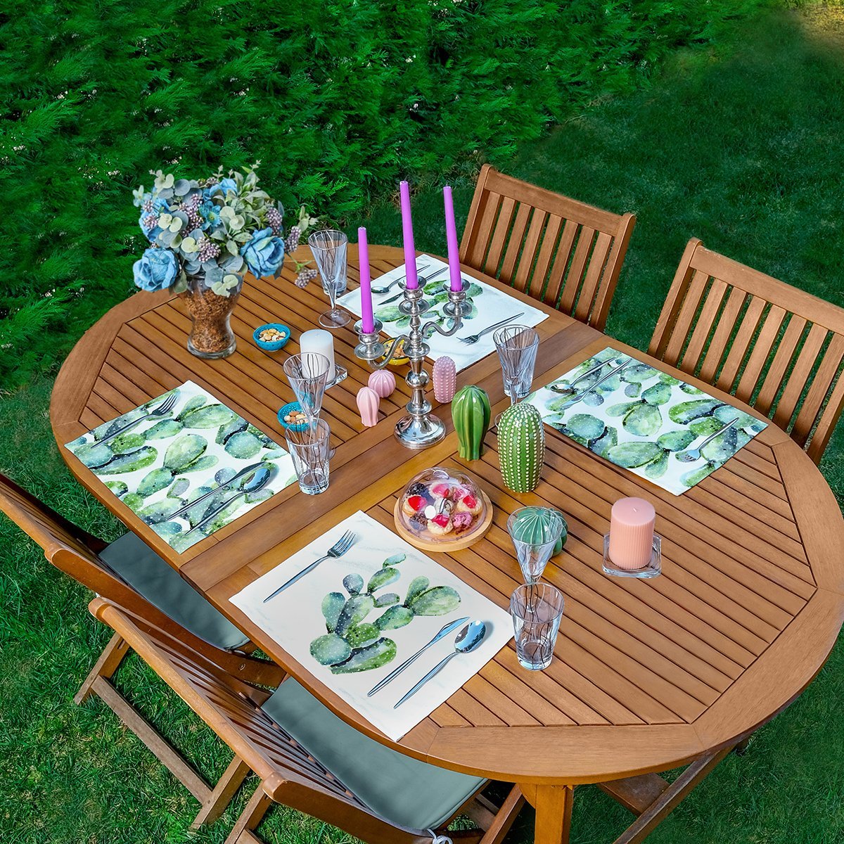 Servis4lu-Set370-4lu-Beyaz-Zemin-Kaktus-Tasarimli-Amerikan-Servis-Seti