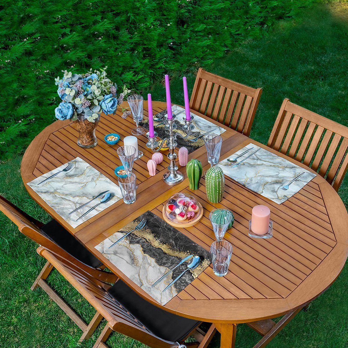 Servis4lu-Set74-4lu-Siyah-Gri-Mermer-Tasarimli-Amerikan-Servis-Seti