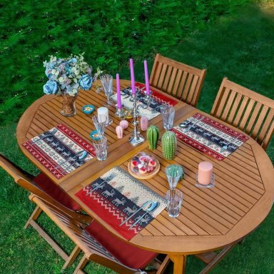 4'lü Yılbaşı Temalı Geyik Motifli Amerikan Servis Seti