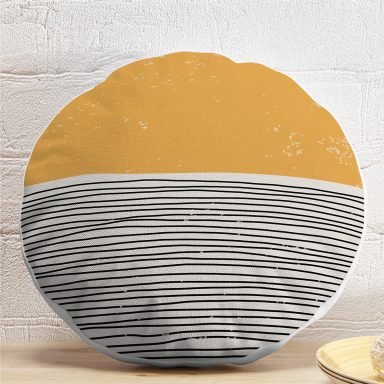 Soyut İlkel Desen Tasarımlı Dijital Baskılı Modern Yuvarlak Yastık Kırlent Kılıfı