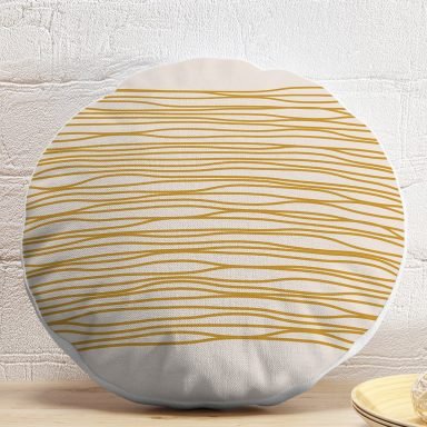 Çizgili Minimalist Tasarımlı Dijital Baskılı Dekoratif Yuvarlak Yastık Kırlent Kılıfı