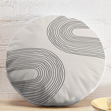 Soyut Tarzda Onedraw Çizimli Dijital Baskılı Dekoratif Yuvarlak Yastık Kırlent Kılıfı