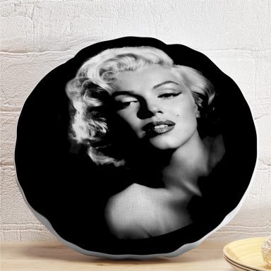 Marilyn Monroe Resimli Dijital Baskılı Dekoratif Yuvarlak Yastık Kırlent Kılıfı