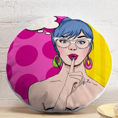 Pop Art Dijital Baskılı Dekoratif Yuvarlak Yastık Kırlent Kılıfı