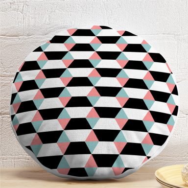 Realhomes Geometrik Şekilli Dekoratif Yuvarlak Yastık Kırlent Kılıfı