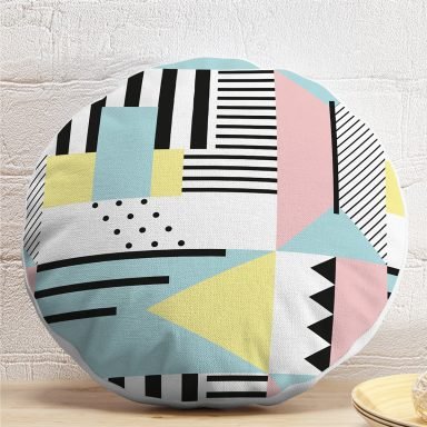 Modern Geometrik Şekiller Yuvarlak Yastık Kırlent Kılıfı