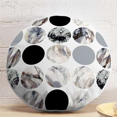 Yuvarlak Desenli Modern Dijital Baskılı Dekoratif Yuvarlak Yastık Kırlent Kılıfı