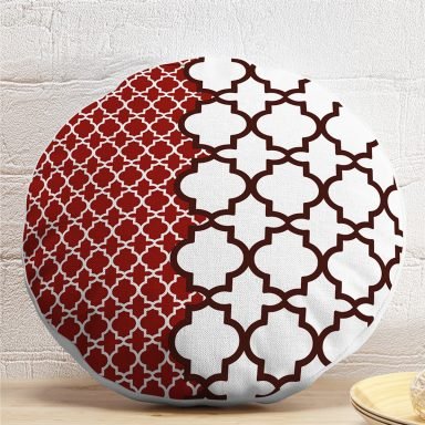 Modern Geometrik Desenli Dijital Baskılı Yuvarlak Yastık Kırlent Kılıfı