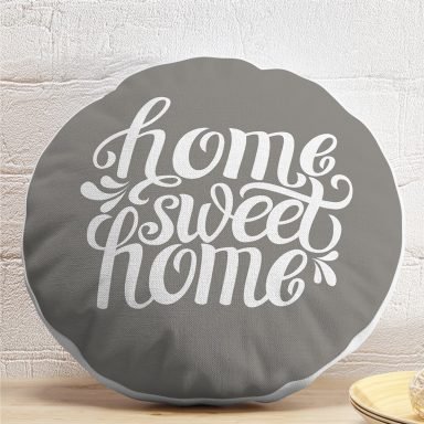 Home Sweet Home Dijital Baskılı Dekoratif Yuvarlak Yastık Kırlent Kılıfı
