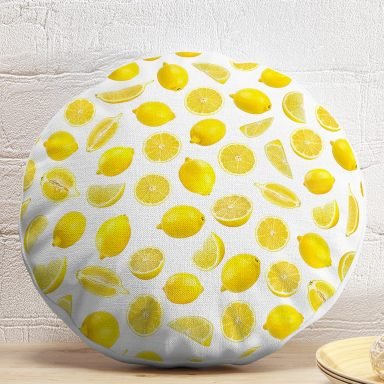 Limon Desenli 3D Dijital Baskılı Dekoratif Yuvarlak Yastık Kırlent Kılıfı