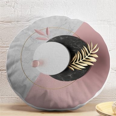 Modern 3D Mermer Desenli Dijital Baskılı Yuvarlak Yastık Kırlent Kılıfı