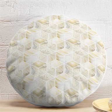 Geometrik Mermer Zeminli Modern Yuvarlak Yastık Kırlent Kılıfı