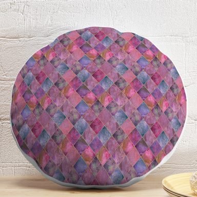 Geometrik Pudra Renkler Modern Tasarımlı Dekoratif Yuvarlak Yastık Kırlent Kılıfı