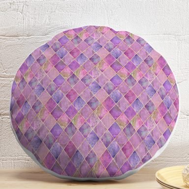Geometrik Açık Pudra Renkli Modern Yuvarlak Yastık Kırlent Kılıfı