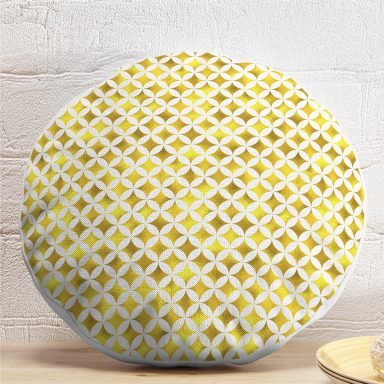 Geometrik Altın Renkte Desenler Modern Yuvarlak Yastık Kırlent Kılıfı