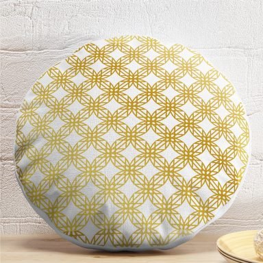 Geometrik Sanat Altın Detaylı Özel Tasarım Modern Yuvarlak Yastık Kırlent Kılıfı