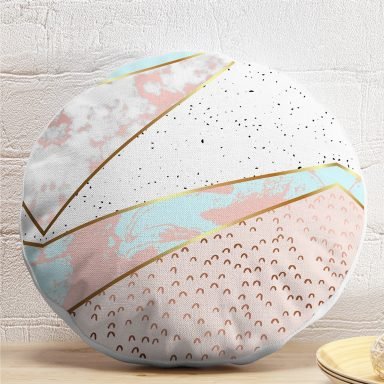 Geometrik Şekilli Mermer Desenleri Modern Yuvarlak Yastık Kırlent Kılıfı