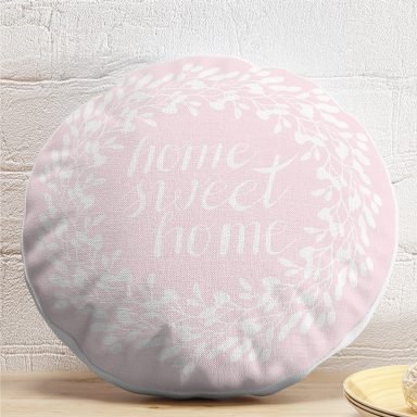 Home Sweet Home Dijital Baskılı Dekoratif Yuvarlak Yastık Kırlent Kılıfı