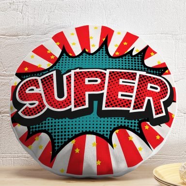 Retro Super Tasarımlı Dijital Baskılı Modern Yuvarlak Yastık Kırlent Kılıfı