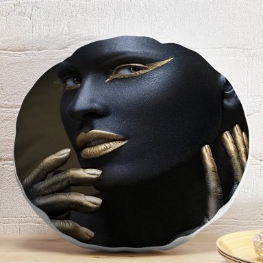 African Gold Kadın Özel Tasarımlı Dekoratif Yuvarlak Yastık Kırlent Kılıfı