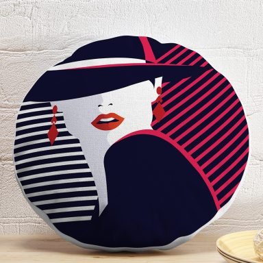 Mujer Estilo Icon Tasarımlı Dijital Baskılı Yuvarlak Yastık Kırlent Kılıfı