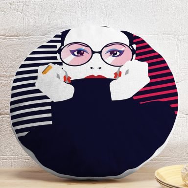 Icon Women Özel Tasarımlı Dijital Baskılı Yuvarlak Yastık Kırlent Kılıfı