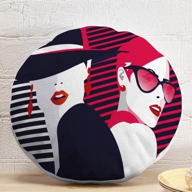 Fashion Womens Popart Modern Tasarımlı Yuvarlak Yastık Kırlent Kılıfı