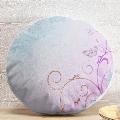 Kelebek Motifli Özel tasarım Dijital Baskılı Modern Yuvarlak Yastık Kırlent Kılıfı
