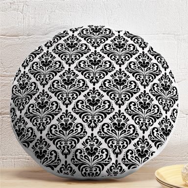 Damask motifli Modern Yuvarlak Yastık Kırlent Kılıfı