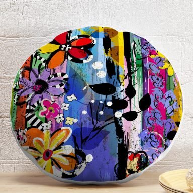 Multi Color Özel Tasarım Dijital Baskılı Modern Yuvarlak Yastık Kırlent Kılıfı