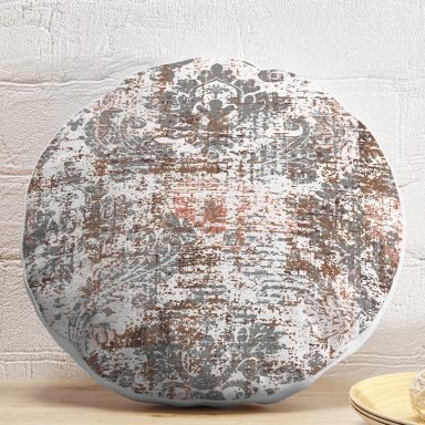 Soyut Damask Motifli Özel Tasarım Dijital Baskılı Modern Yuvarlak Yastık Kırlent Kılıfı