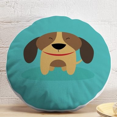 Realhomes Köpek Desenli Dijital Baskılı Modern Yuvarlak Yastık Kırlent Kılıfı