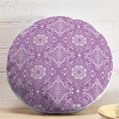 Damask Figürlü Özel Tasarım Dijital Baskılı Modern Yuvarlak Yastık Kırlent Kılıfı
