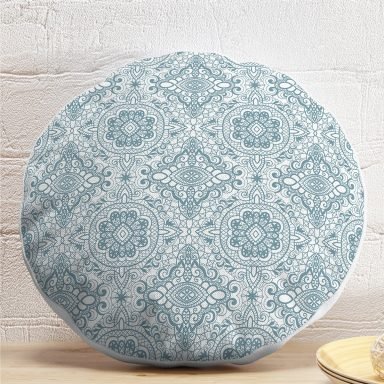 Damask Figürlü Dijital Baskılı Dekoratif Yuvarlak Yastık Kırlent Kılıfı