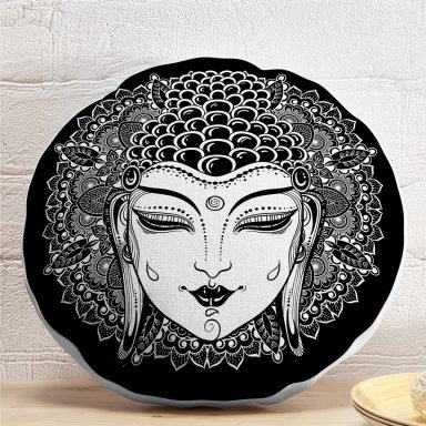 Siyah Beyaz Otantik Woman Özel Tasarım Dijital Baskılı Yuvarlak Kırlent Kılıfı