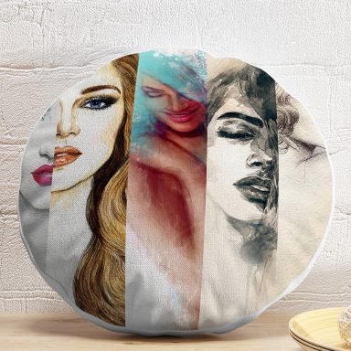 Fashion Womens Dijital Baskılı Yuvarlak Kırlent Kılıfı