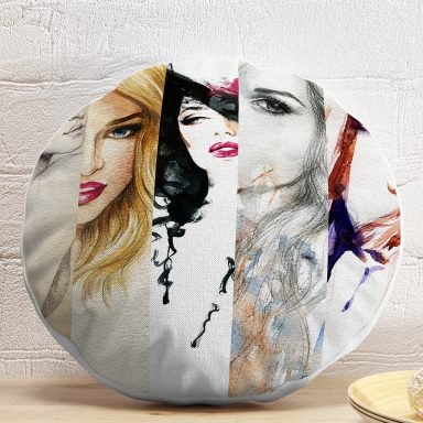 Fashion Womens Dijital Baskılı Yuvarlak Kırlent Kılıfı