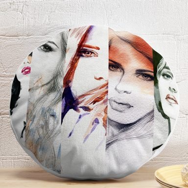 Fashion Womens Dijital Baskılı Yuvarlak Kırlent Kılıfı