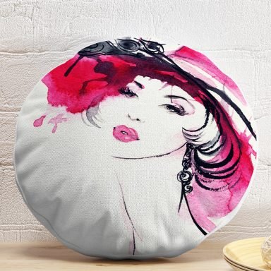 Sulu Boya Özel Tasarım Fashion Women Dijital Baskılı Yuvarlak Yastık Kılıfı