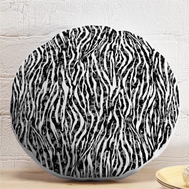 Zebra Desenli Özel Tasarım Dekoratif Yuvarlak Kırlent Kılıfı