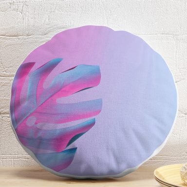 Neon Zeminli Devetabanı Motifli Yuvarlak Kırlent Kılıfı