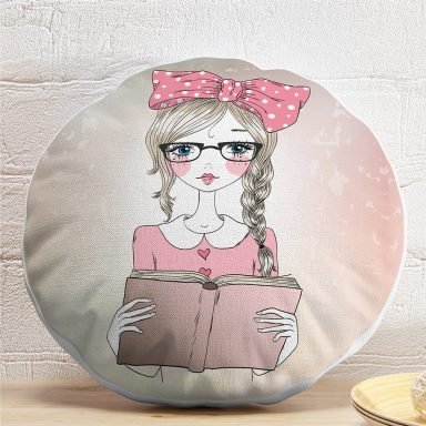 Fashion Girl Dijital Baskılı Modern Yuvarlak Yastık Kırlent Kılıfı