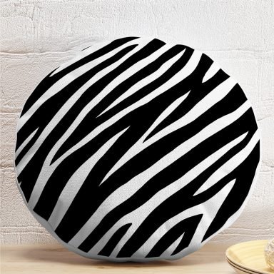 Zebra Derisi Desenli Dijital Baskılı Modern Yuvarlak Yastık Kırlent Kılıfı
